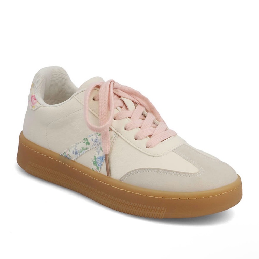 MIA Cream and Pink Lace-Up Sneaker with Gum Sole